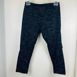 Zella Black Mesh Cropped Leggings Pink Stripe Size Small Athleisure